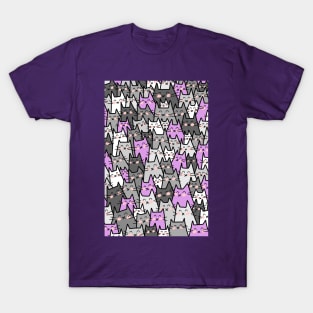 Cat Party - Gray Purple T-Shirt